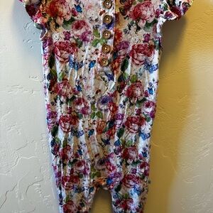 NWT Posh Peanut Short Sleeve Floral Button-Up Romper